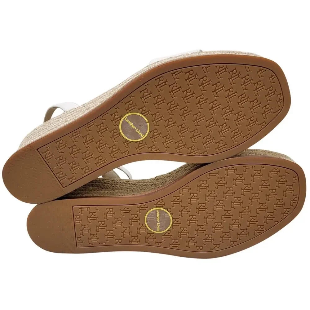 Lauren Ralph Lauren Leona Ankle Strap Espadrille Sandals Size US 9.5B White